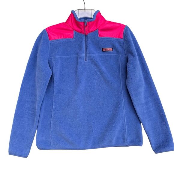 Vineyard Vines Tops - Vineyard Vine Blue Pink Pullover Fleece Sweater Jacket Women Sz X Small 1/4 Zip